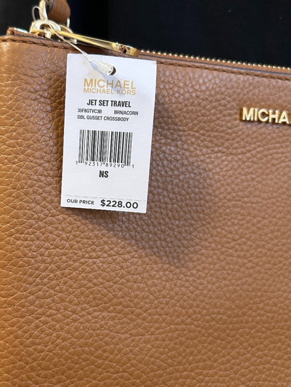 Michael Kors Jet Set Travel Brown/Acorn Double Gusset Crossbody - Picture 4 of 9